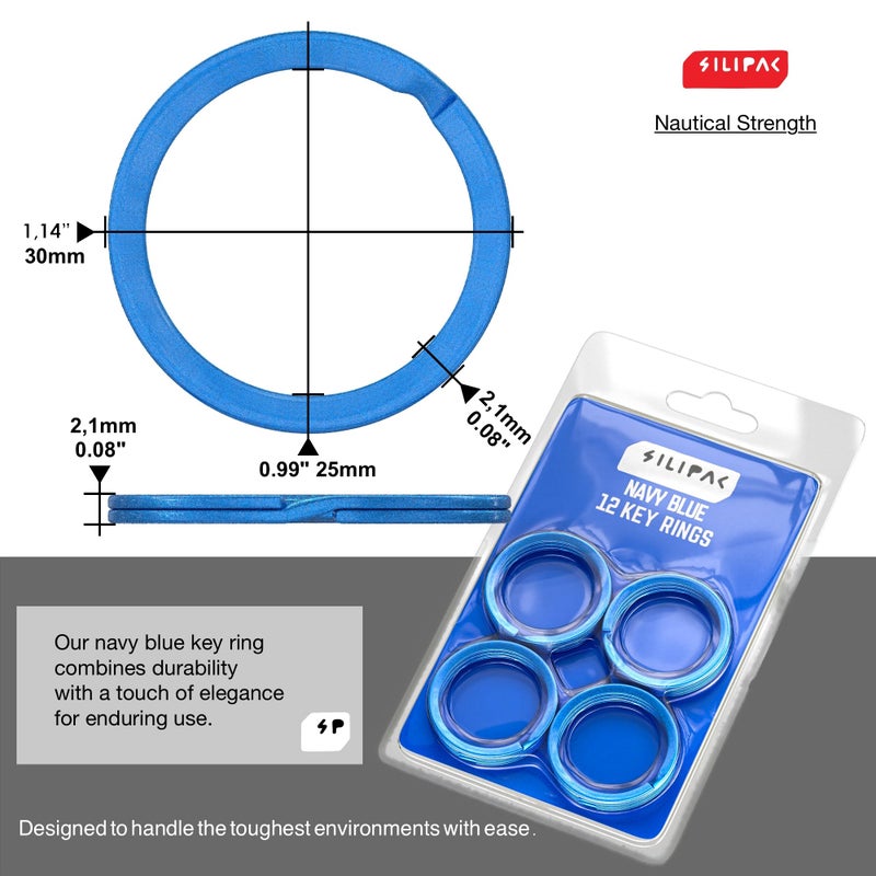 Silipac Key Rings Flat Split Keychain Bulk 12 Pack â€“ Heavy Duty Strong Keyring 1.18" (30 mm) for Car & Home Keys, Lanyards, School, Office & DIY â€“ Large Metal Dog Ring Tag, Rainbow Anodized Gun Color - Image 2